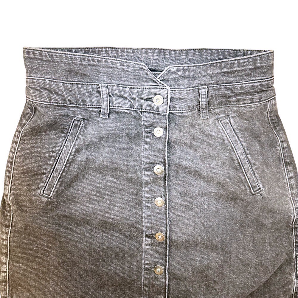 Pilcro Anthropologie Black Denim A-Line Paperbag High Waist Skirt Women's 12 - Picture 12 of 12